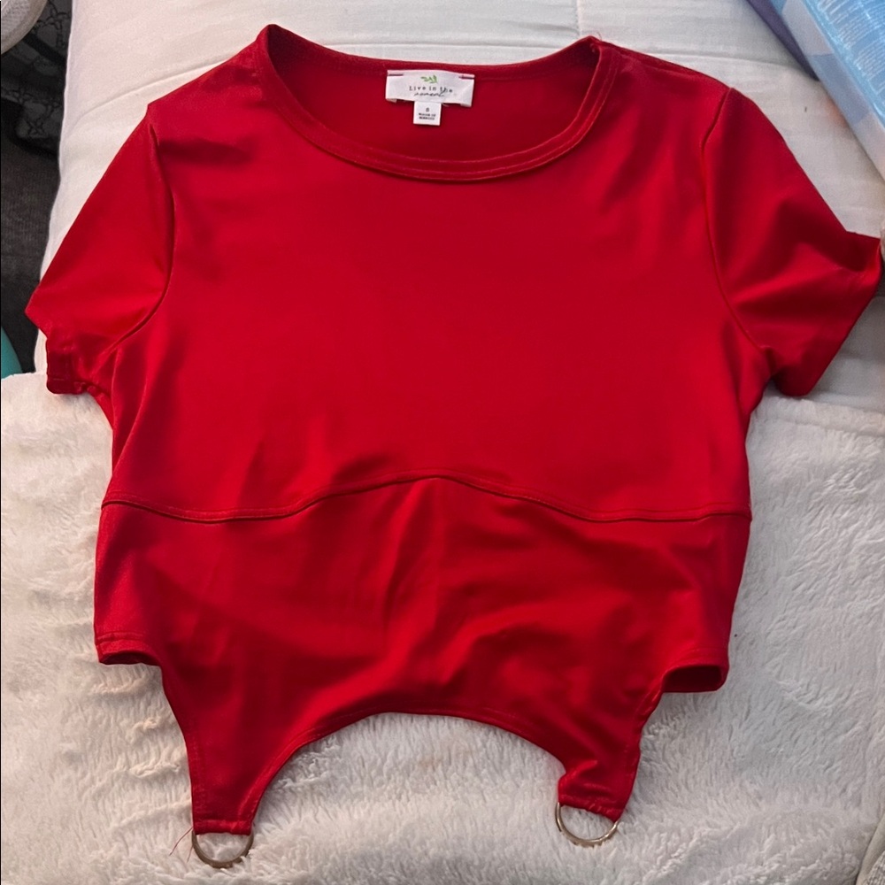 Vibrant Red Women's Bodysuit Top